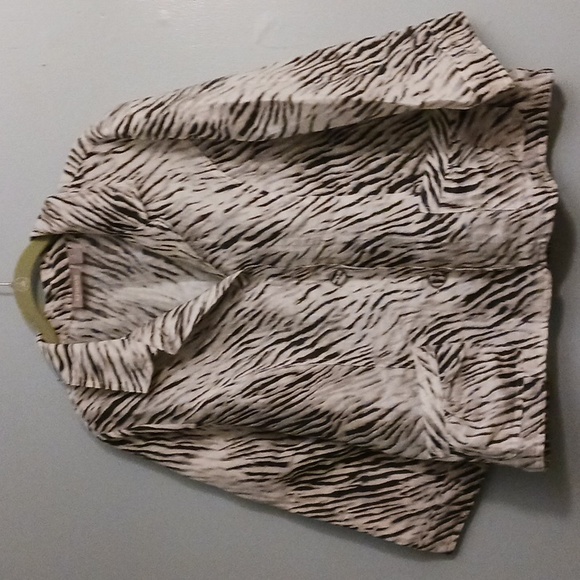 Chico's size 2 (large)women's lightweight jacket black and white zebra d… - Picture 8 of 14